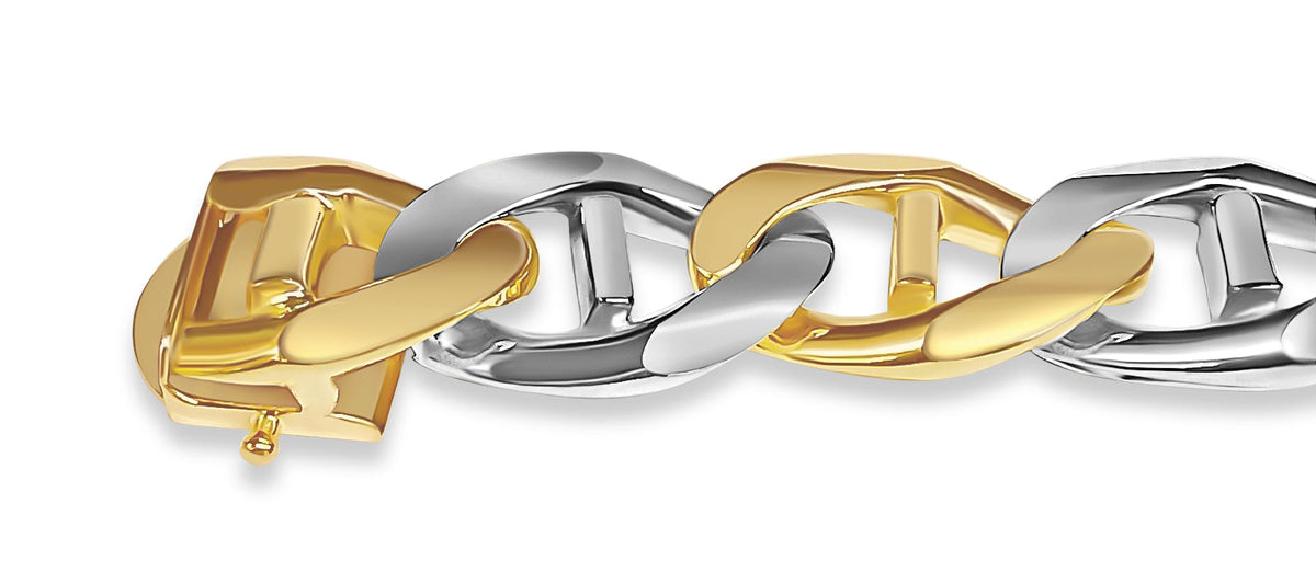 Mariner Solid White/Yellow/Rose Gold Handmade Bracelet , 17mm, 6.5-10 Inch