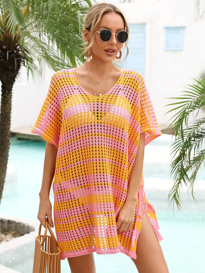 Summer Popular Beach Cover Up Hollow Out Cutout Out Rope Holiday Knitwear