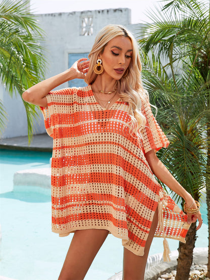 Summer Popular Beach Cover Up Hollow Out Cutout Out Rope Holiday Knitwear