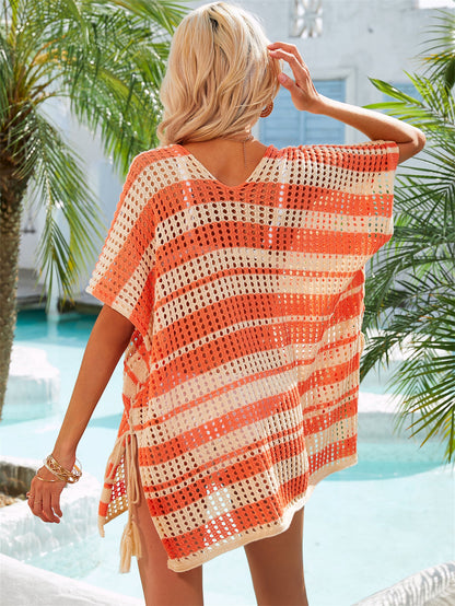 Summer Popular Beach Cover Up Hollow Out Cutout Out Rope Holiday Knitwear