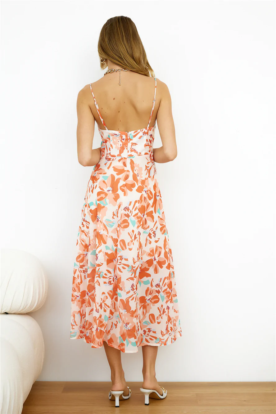 Women Spring Summer New Bohemia Holiday Print Kink Sling Dress
