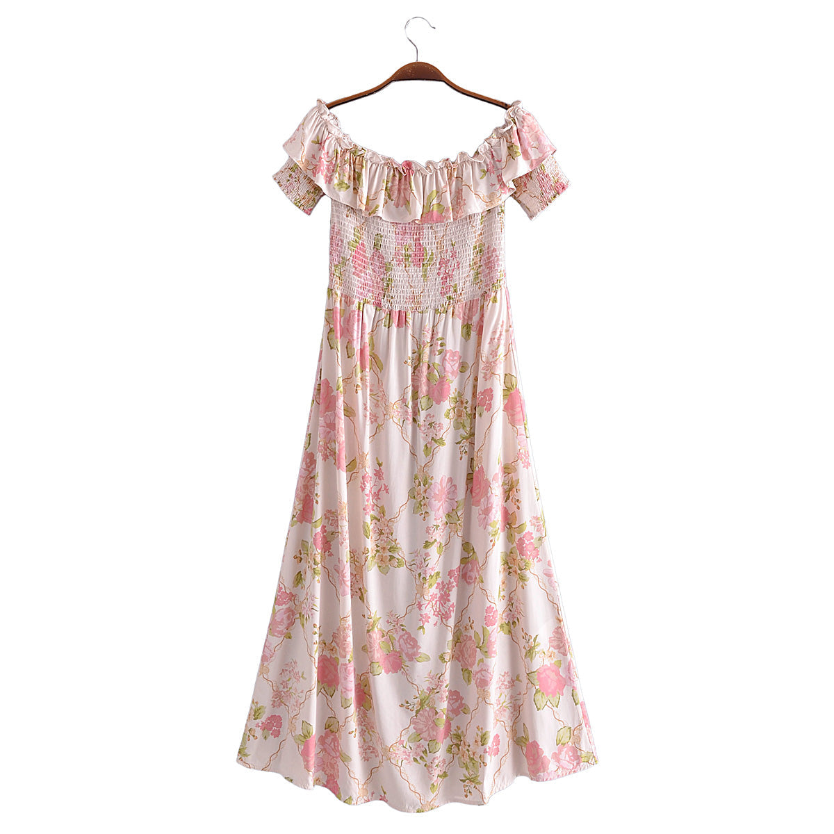 Women Clothing Waist Elastic Strap Dress Beach Dress