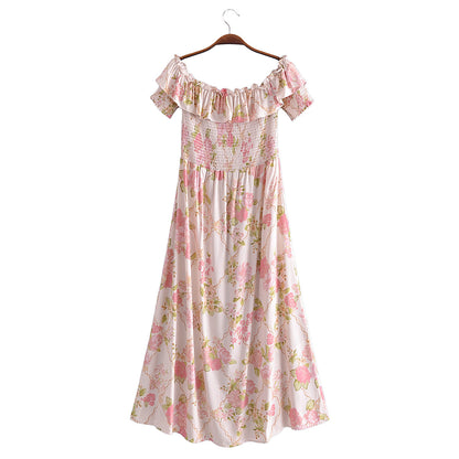 Women Clothing Waist Elastic Strap Dress Beach Dress
