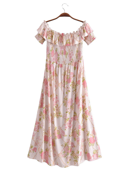 Women Clothing Waist Elastic Strap Dress Beach Dress