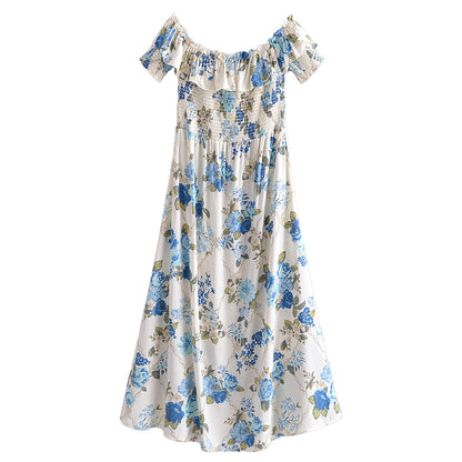 Women Clothing Waist Elastic Strap Dress Beach Dress