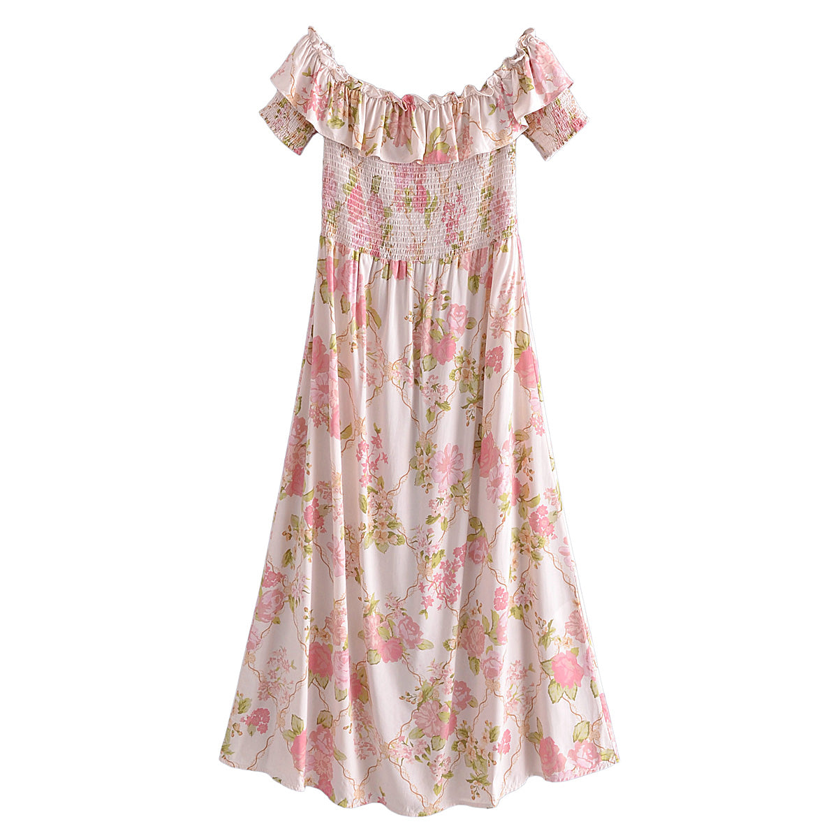 Women Clothing Waist Elastic Strap Dress Beach Dress