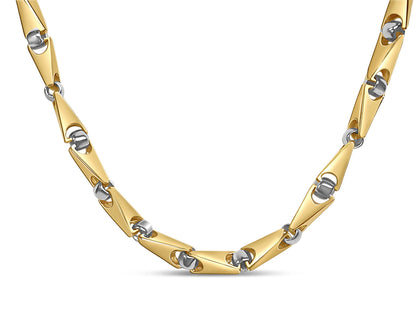 Triangular Tube Solid White/Yellow/Rose Gold Handmade Necklace , 8mm, 16-30 Inch