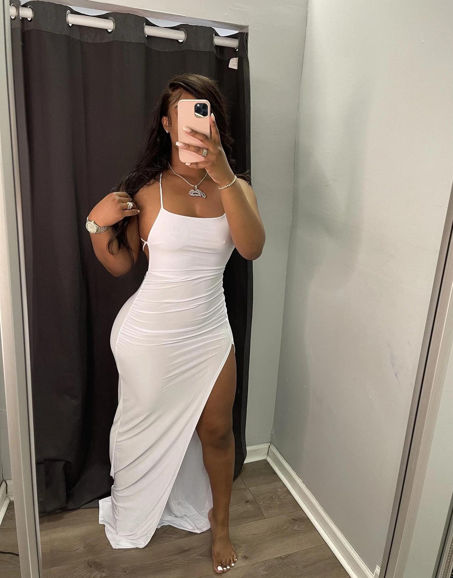 Women Clothing Spring Summer Sexy Strap Solid Color Dress