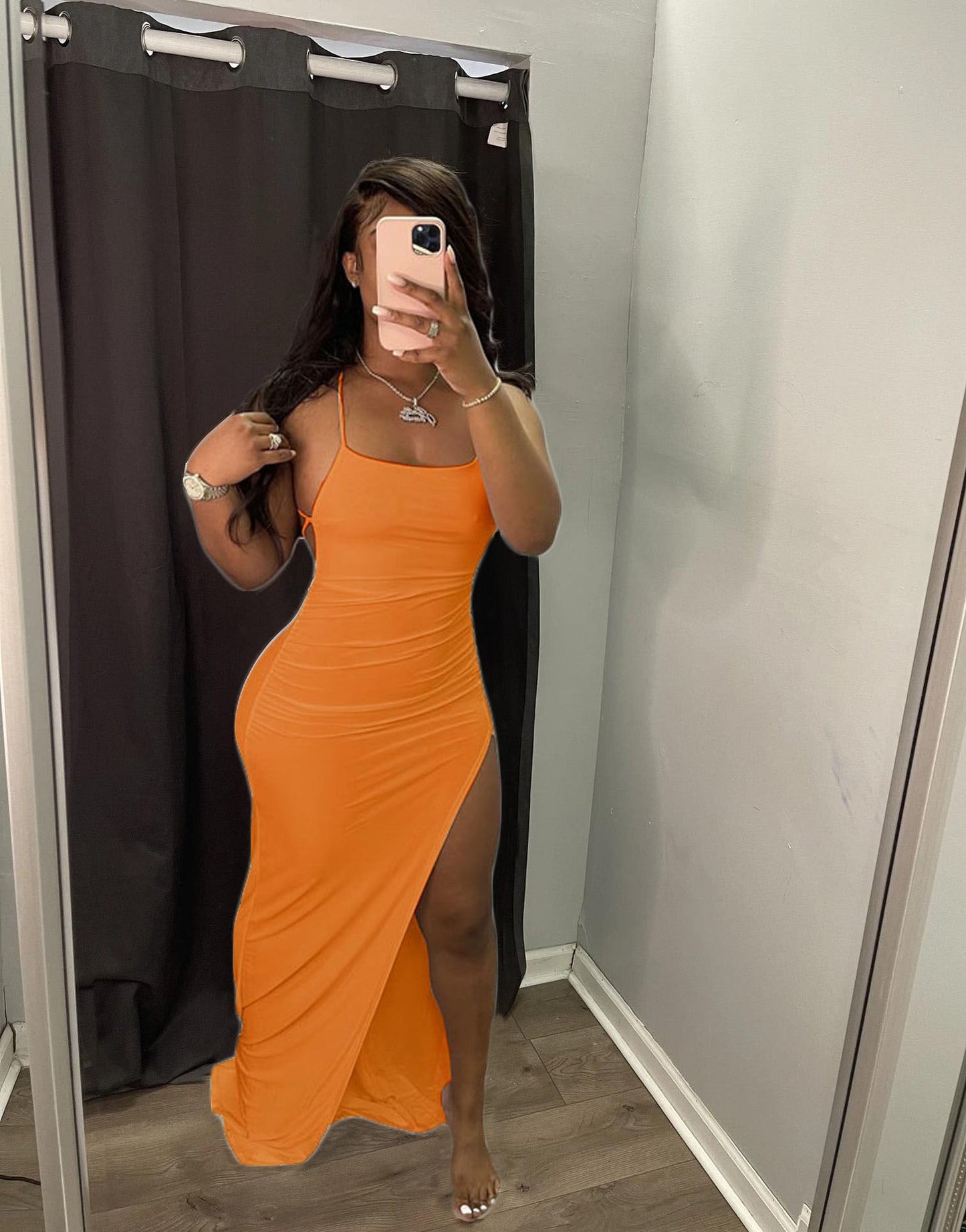 Women Clothing Spring Summer Sexy Strap Solid Color Dress
