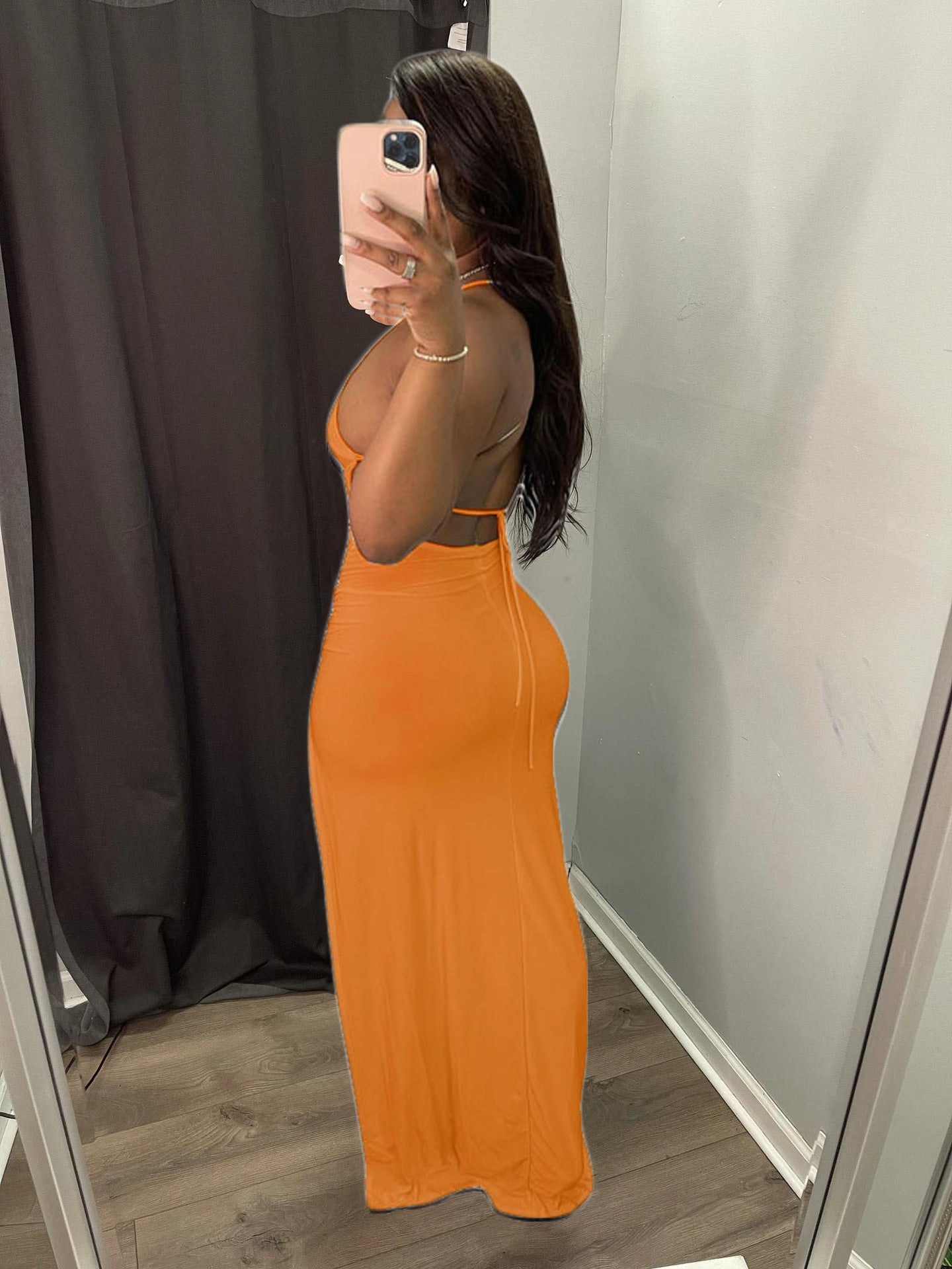Women Clothing Spring Summer Sexy Strap Solid Color Dress