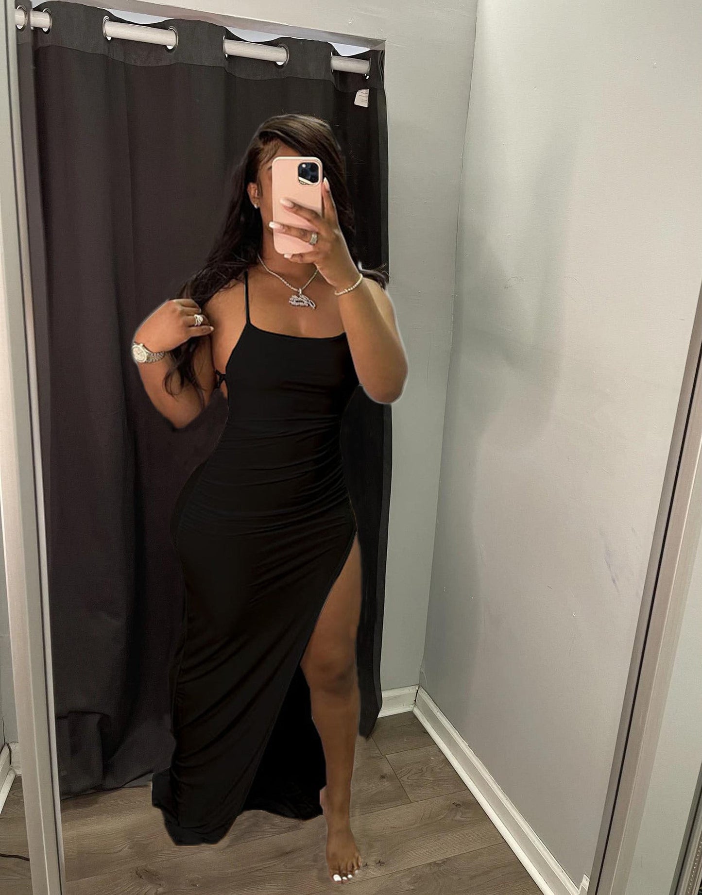 Women Clothing Spring Summer Sexy Strap Solid Color Dress