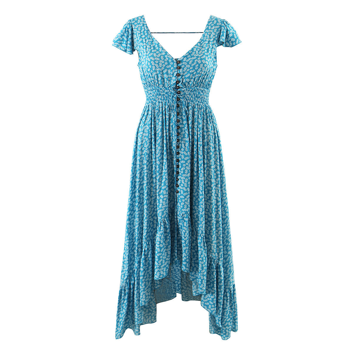 Spring Seaside Vacation Cardigan Lace up Sexy Waist Trimming Long Beach Dress