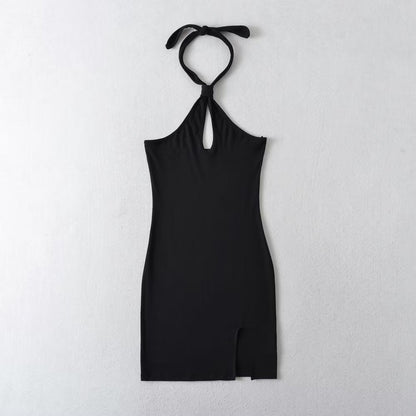 Spring Summer Sexy Halter Off The Shoulder Slim Dress Backless Hip Dress