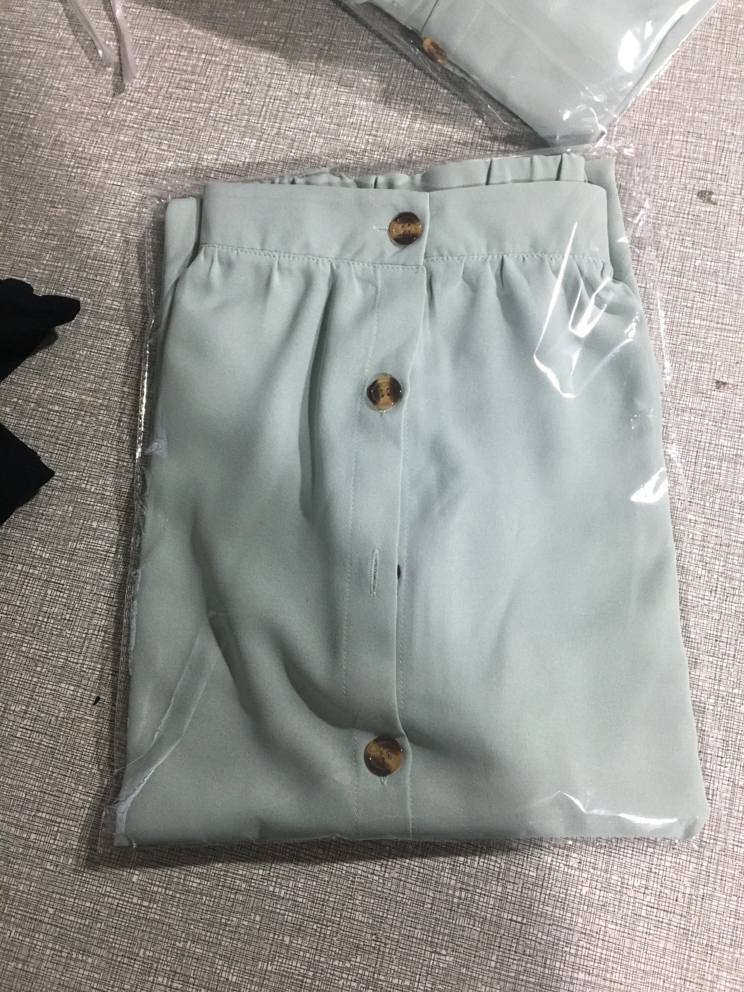 Spring Summer Single Breasted Elastic Waist Mid Waist Classic Skirt