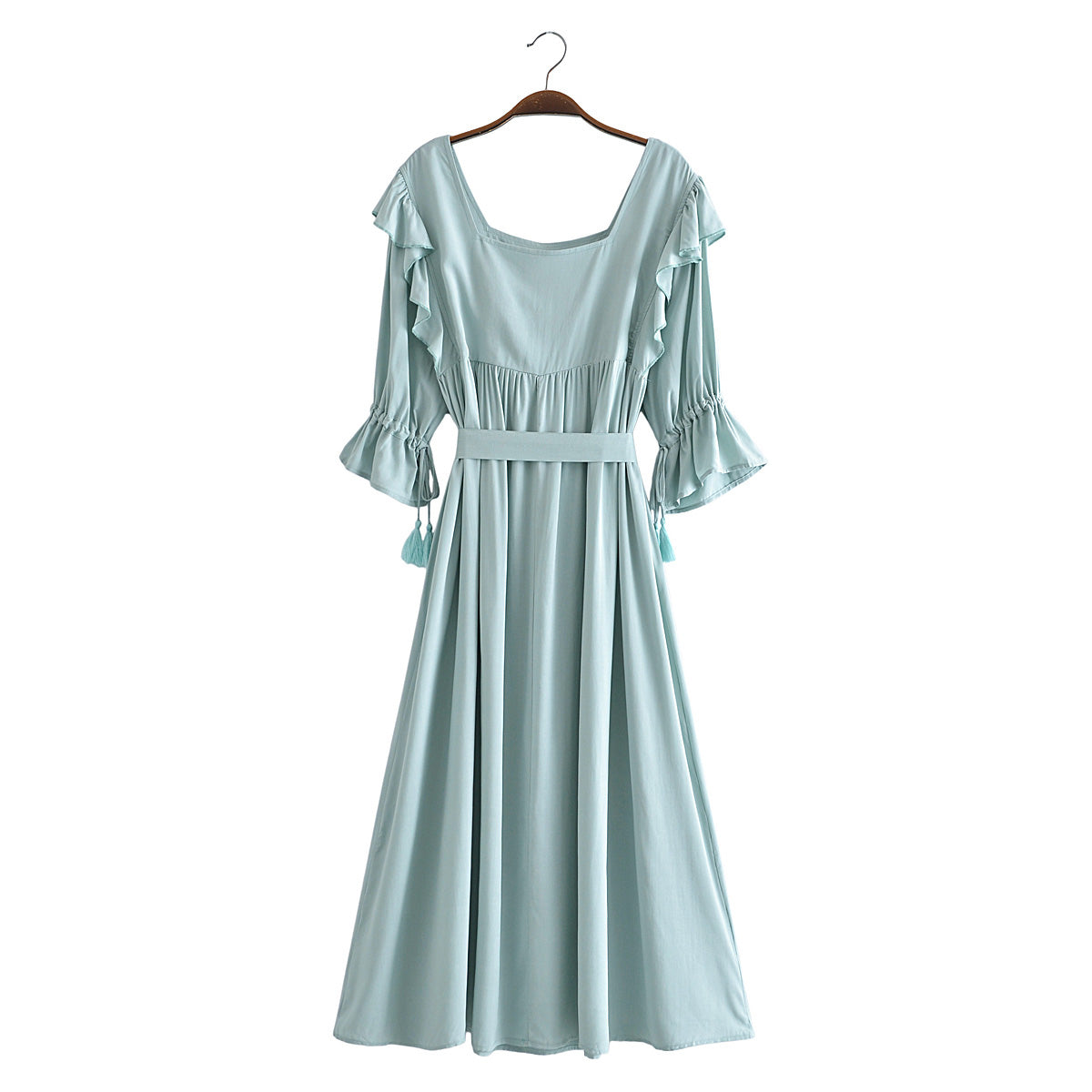Spring Summer Belt Off Shoulder Long Fringe Dress