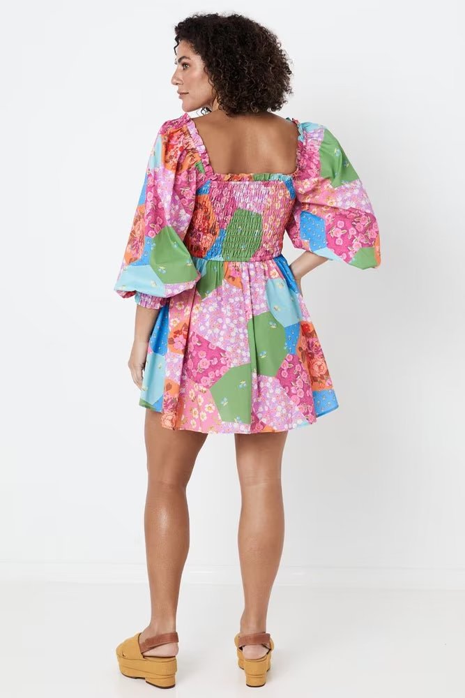 Summer Women Rayon Floral Print off Shoulder Elastic Bust Midi Dress