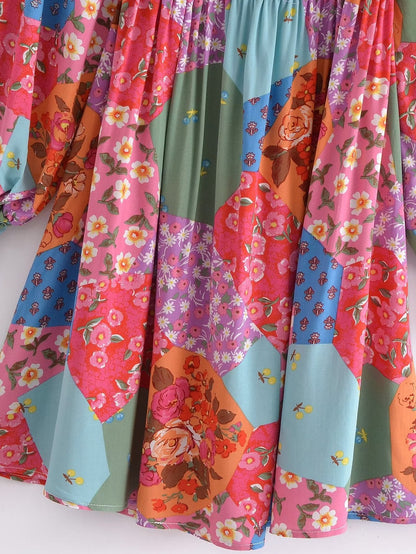 Summer Women Rayon Floral Print off Shoulder Elastic Bust Midi Dress