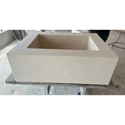 Handcrafted Custom Limestone Bathroom Sink with Natural Stone