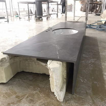 Pietra Grey Matte Porcelain Rectangular Sink - Contemporary Style