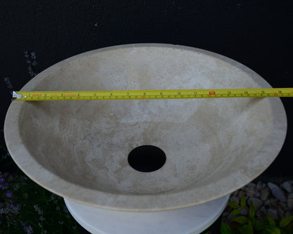 Handcrafted Light Beige Travertine Vessel Sink - Luxury Bathroom Vanity Countertop