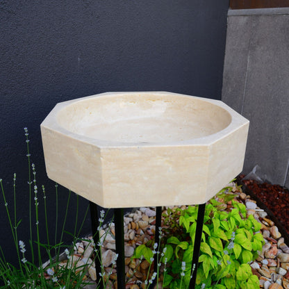 Handmade Turkish Travertine Octagon Bathroom Sink Hand Carved
