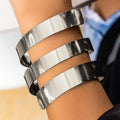 18k gold vintage bracelet wide-edge geometric punk style open bracelet