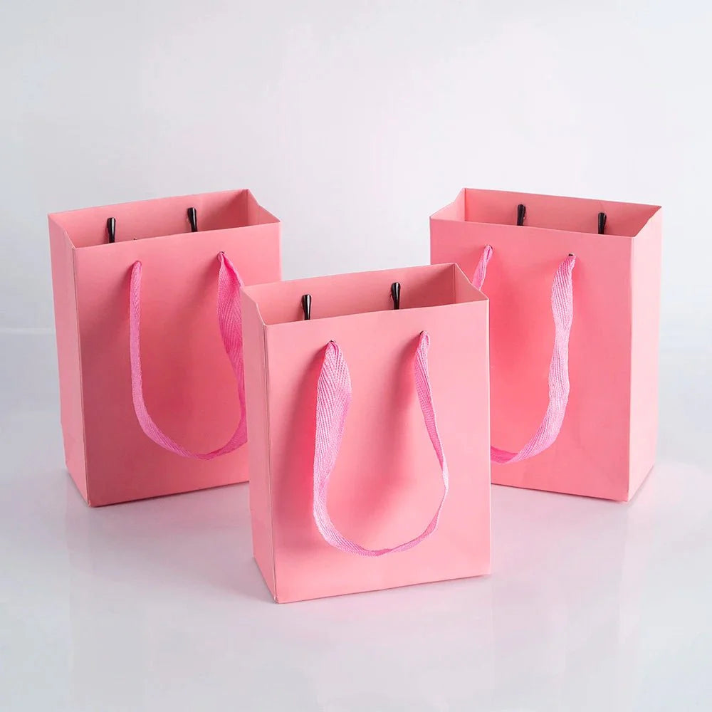 10pcs Gift Paper Bags with Ribbon Rope Kraft