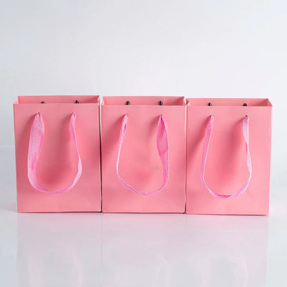 10pcs Gift Paper Bags with Ribbon Rope Kraft