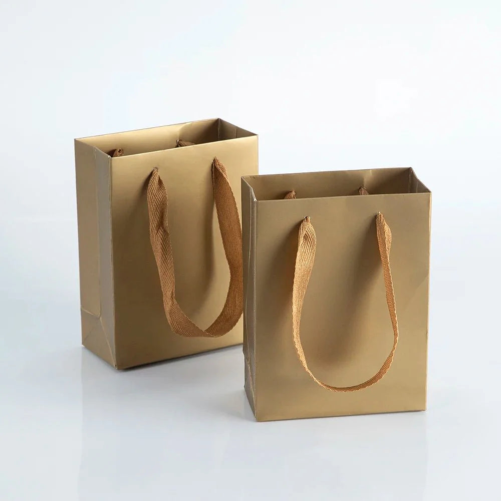 10pcs Gift Paper Bags with Ribbon Rope Kraft