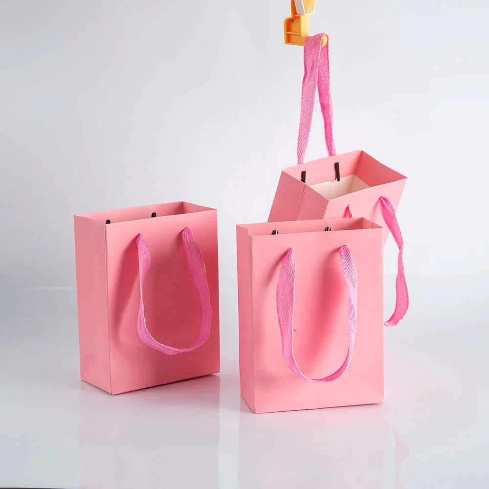 10pcs Gift Paper Bags with Ribbon Rope Kraft