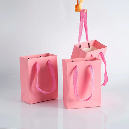 10pcs Gift Paper Bags with Ribbon Rope Kraft