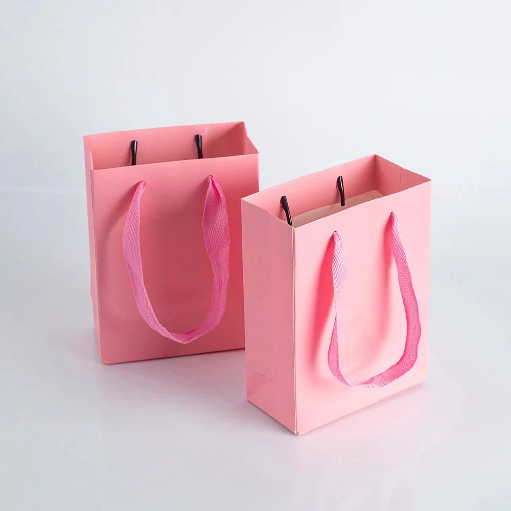 10pcs Gift Paper Bags with Ribbon Rope Kraft