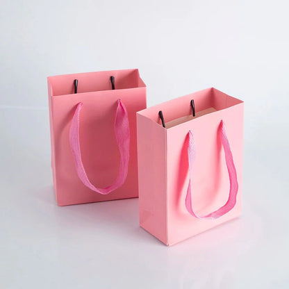 10pcs Gift Paper Bags with Ribbon Rope Kraft