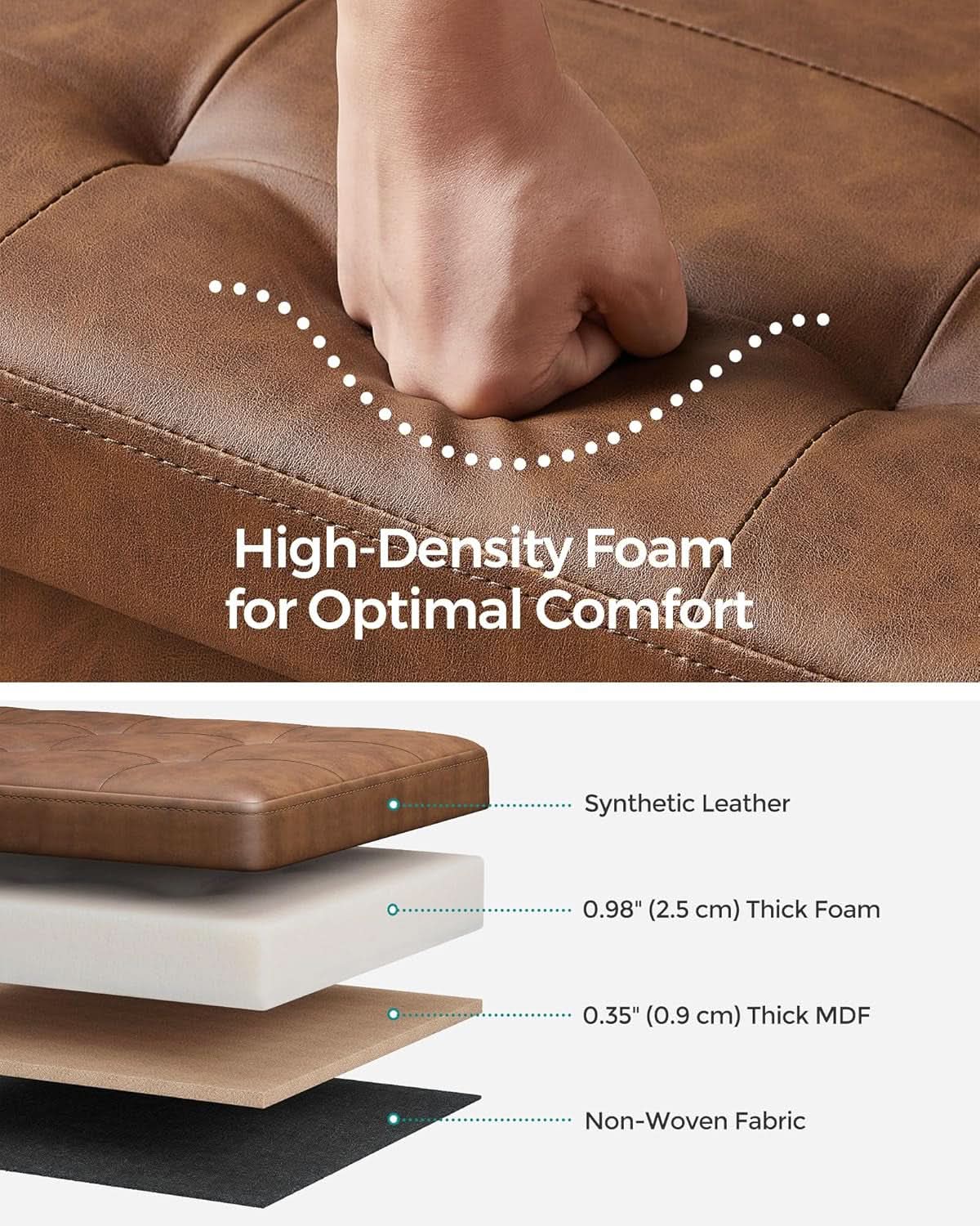 43 Inch Premium Synthetic Leather Ottoman Bench With Lid