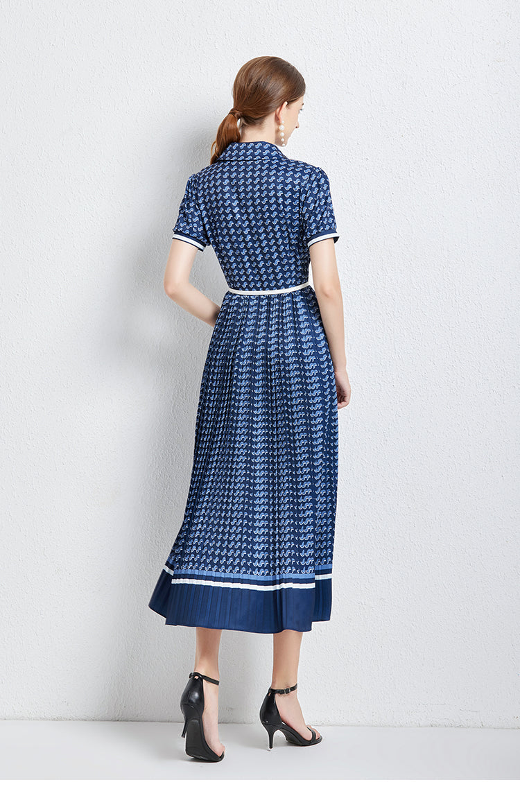 Women Summer New High-end Elegant Pleated Dress New Waisted Slim-fit Long Dress