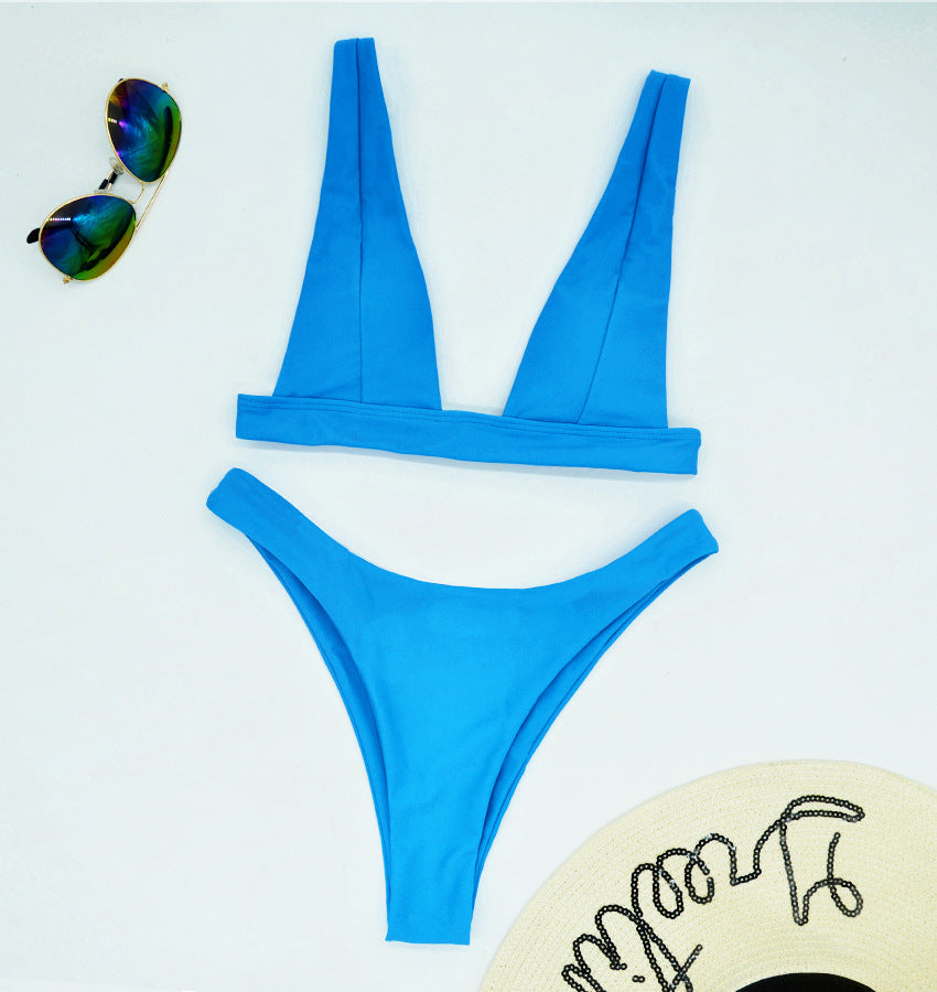 Sexy Push Up Solid Color Split Bikini Swimming Women Bikini