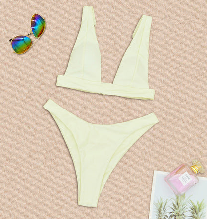 Sexy Push Up Solid Color Split Bikini Swimming Women Bikini