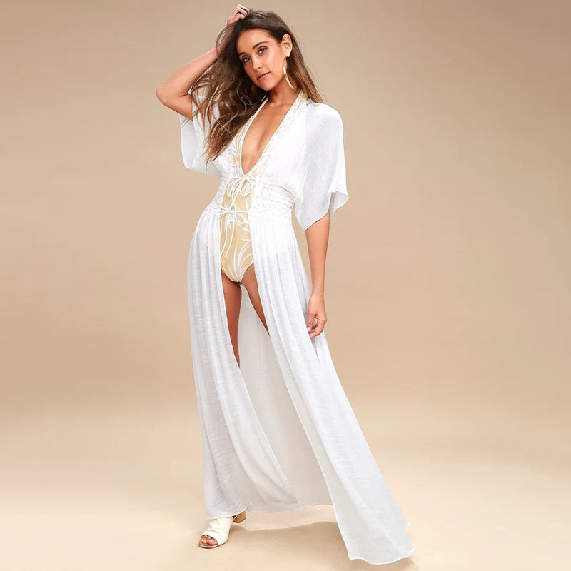 Festival Cloth Lace Rope Loose Beach Sun Protection Clothing than Clothing Kini Outwear Blouse Outer Wear Cardigan Women