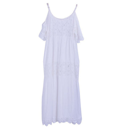 Rayon Stitching Lace Embroidery Beach Cover up Sexy Sling Dress Seaside Bikini Cover