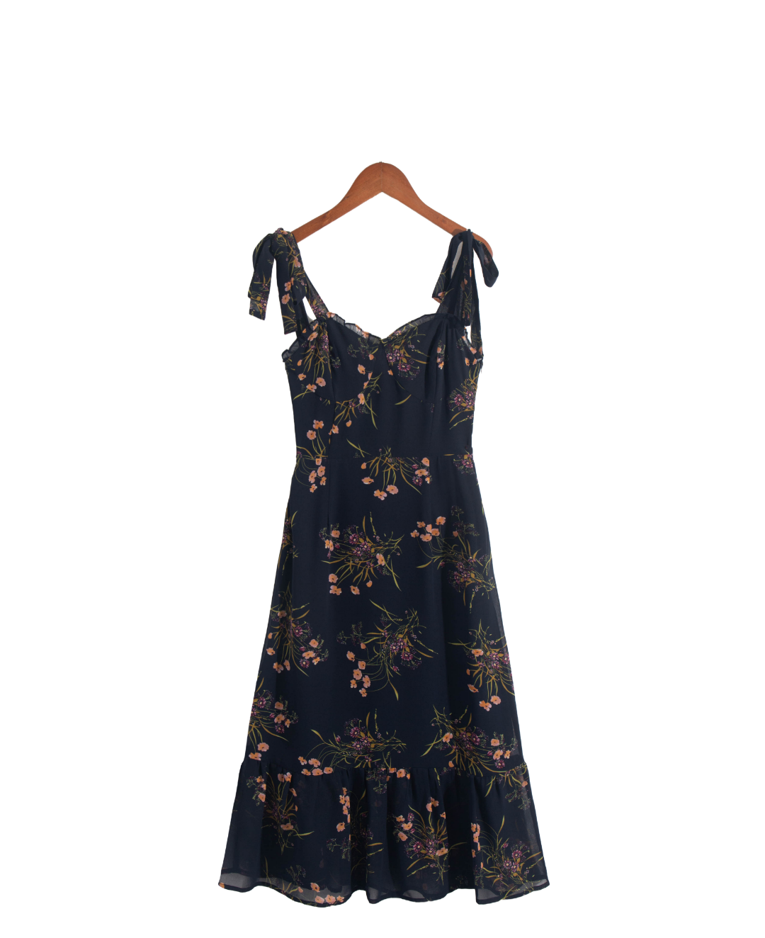 Black Camisole Floral Dress Temperamental Fairy Sweet French Midi Dress