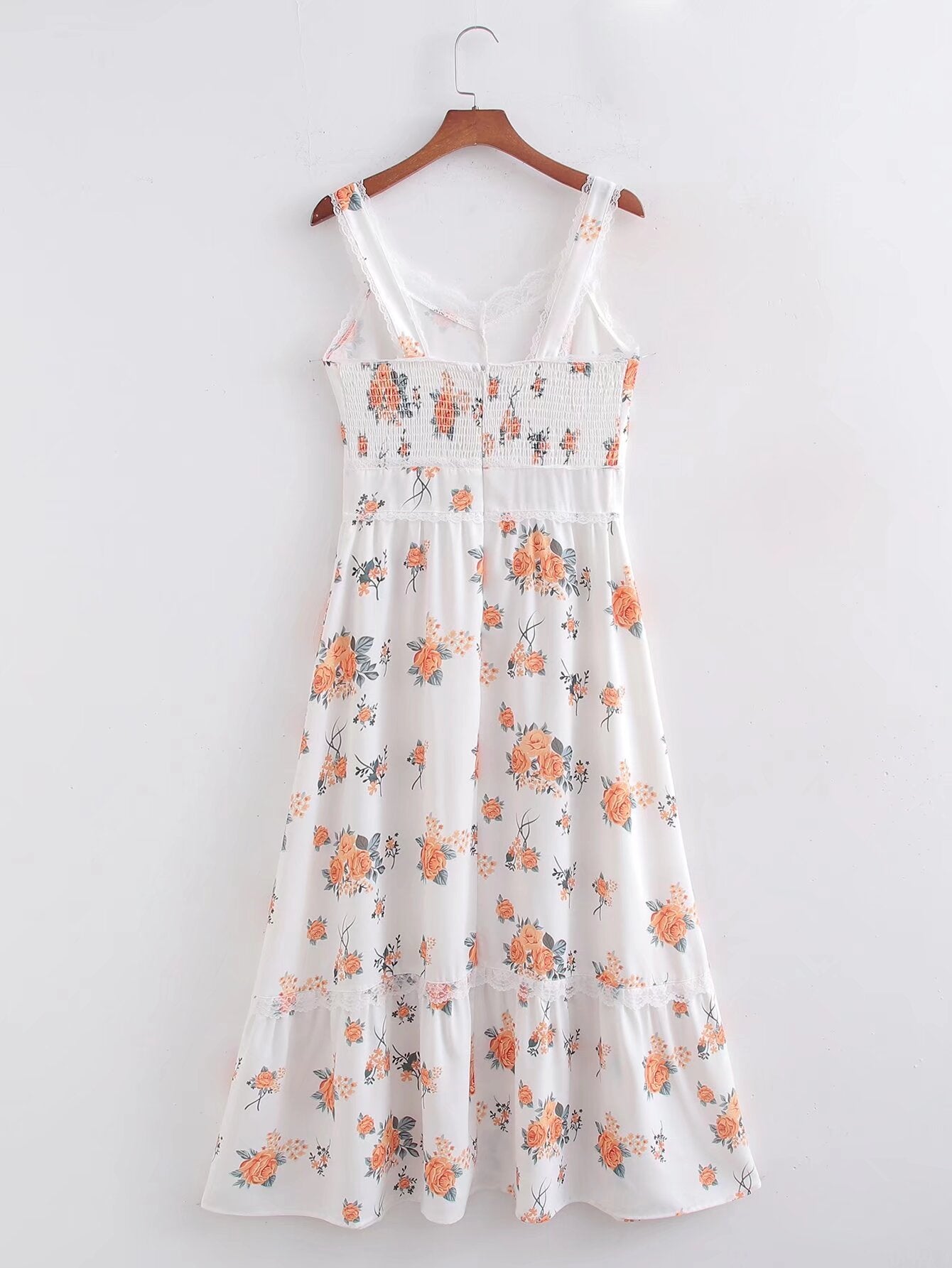 Spring Women Clothing Sweet Lace Stitching Printing Slip Dress