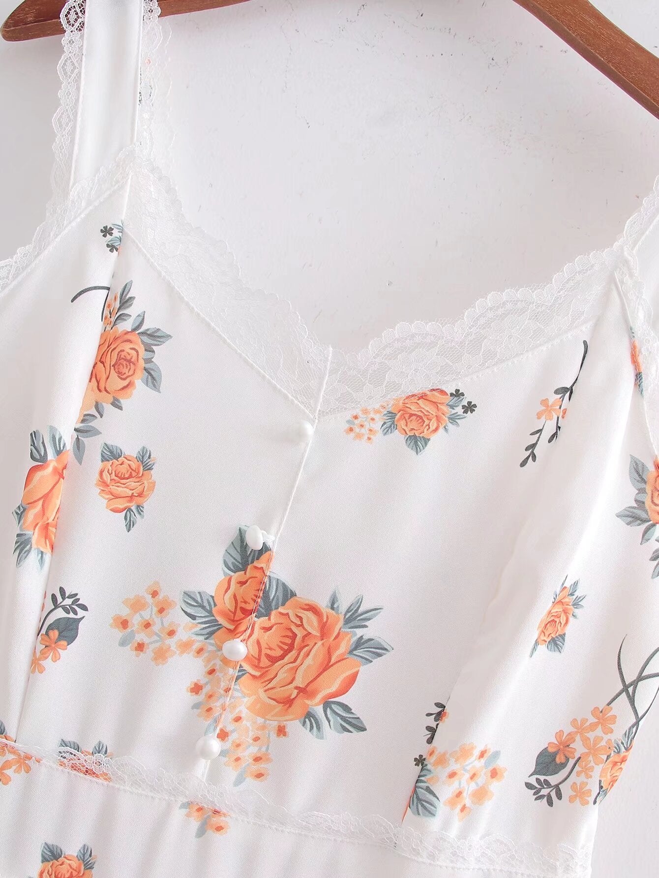 Spring Women Clothing Sweet Lace Stitching Printing Slip Dress