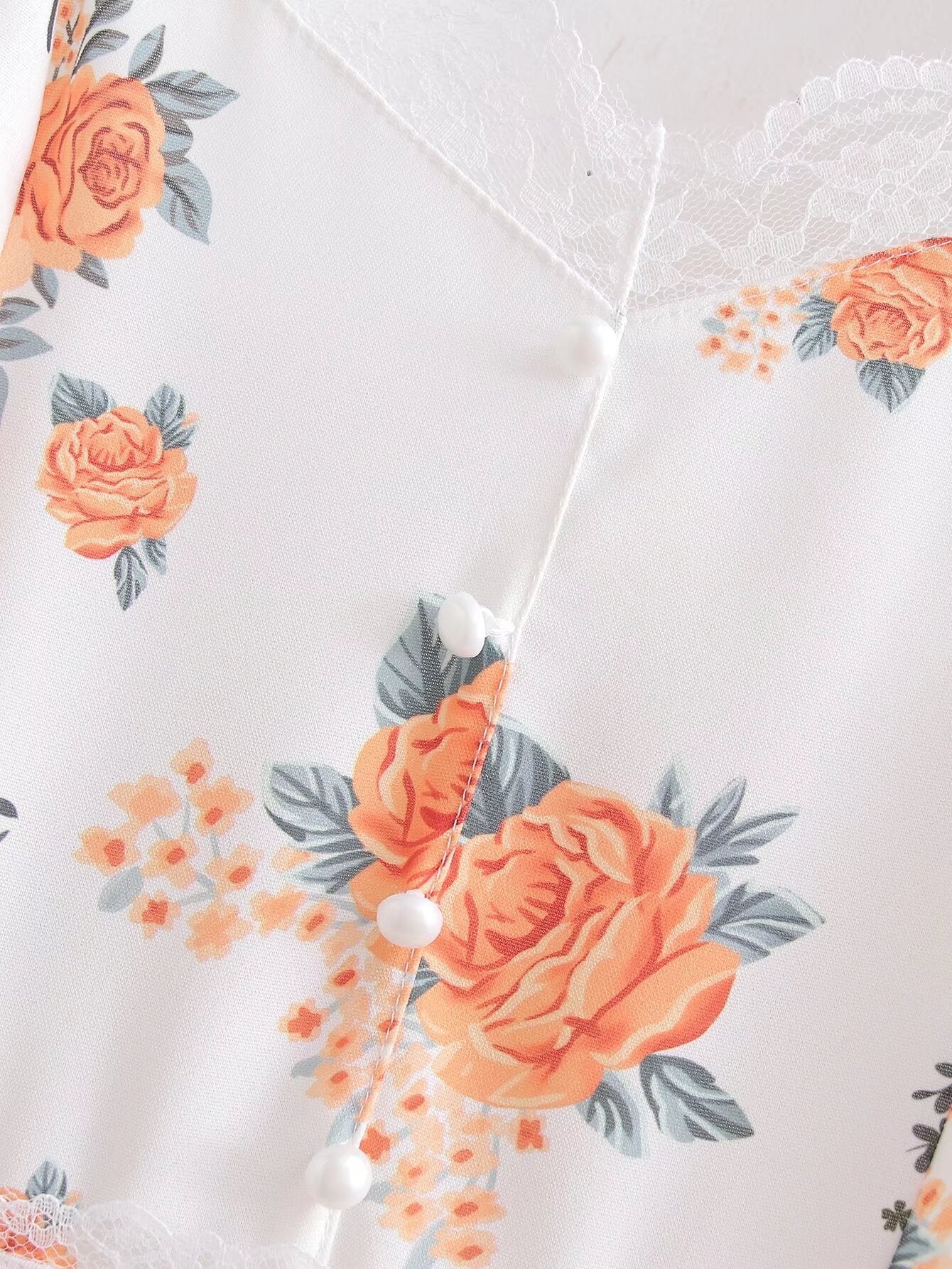 Spring Women Clothing Sweet Lace Stitching Printing Slip Dress
