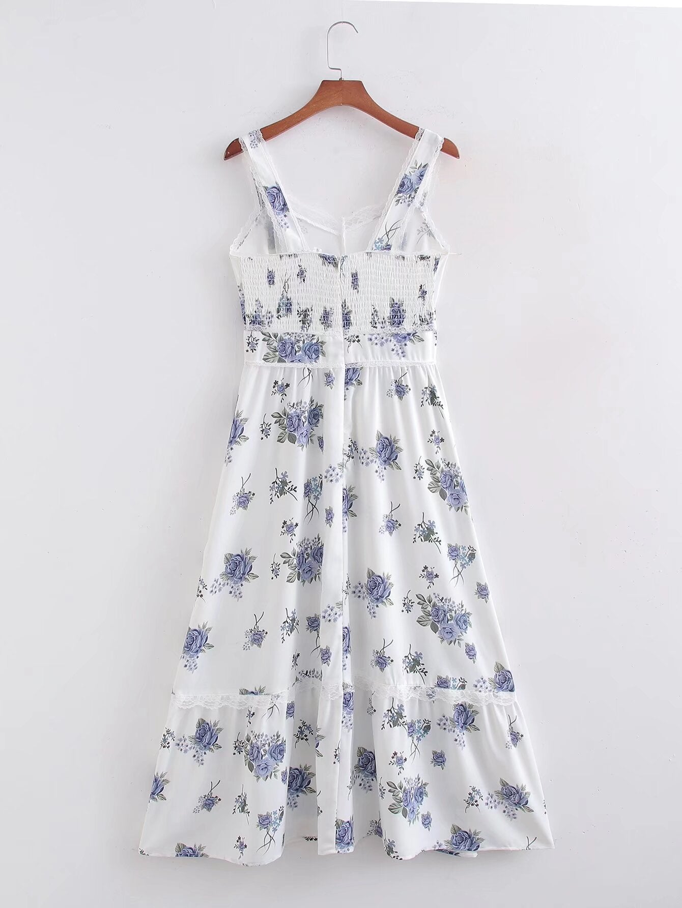 Spring Women Clothing Sweet Lace Stitching Printing Slip Dress