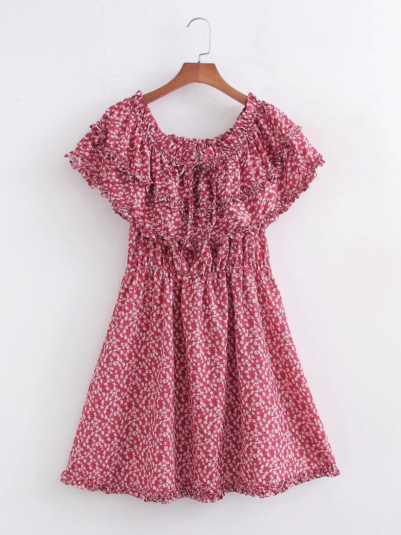 Summer Women Clothing Ruffles Beach Vacation Printed Dress