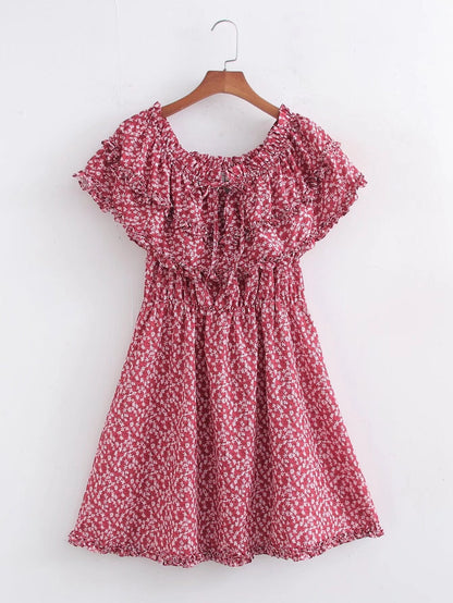 Summer Women Clothing Ruffles Beach Vacation Printed Dress