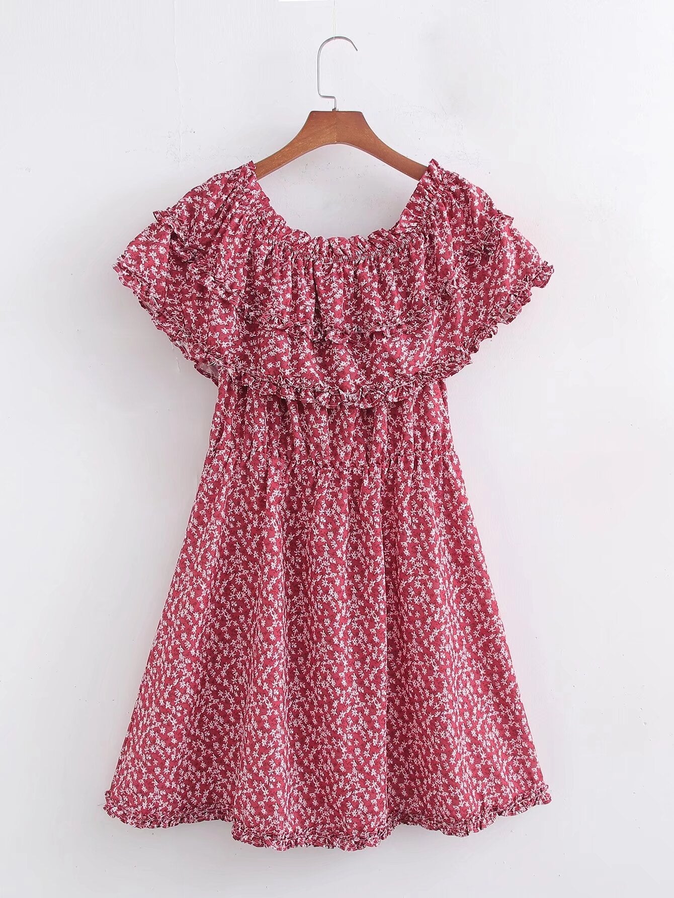 Summer Women Clothing Ruffles Beach Vacation Printed Dress