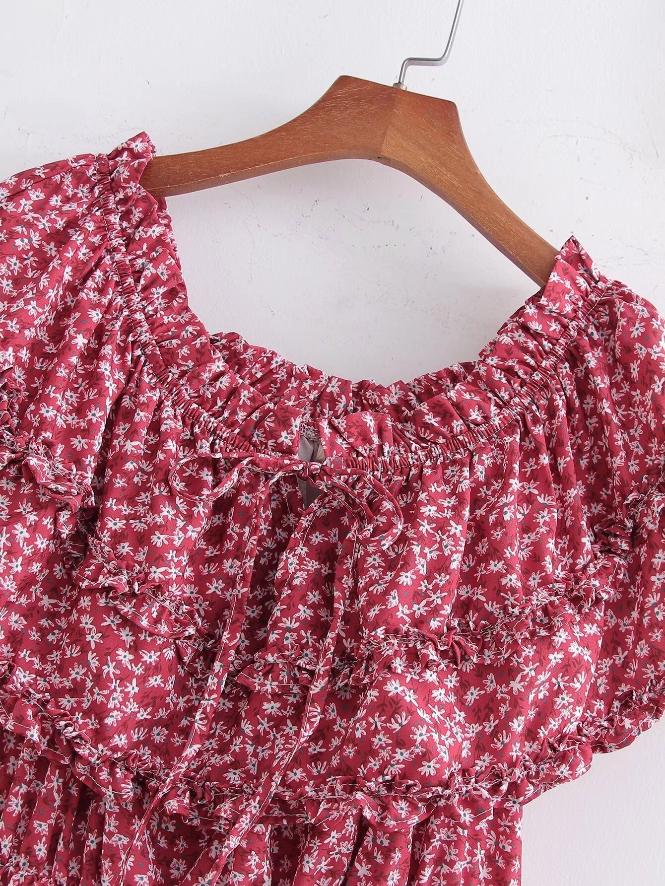 Summer Women Clothing Ruffles Beach Vacation Printed Dress