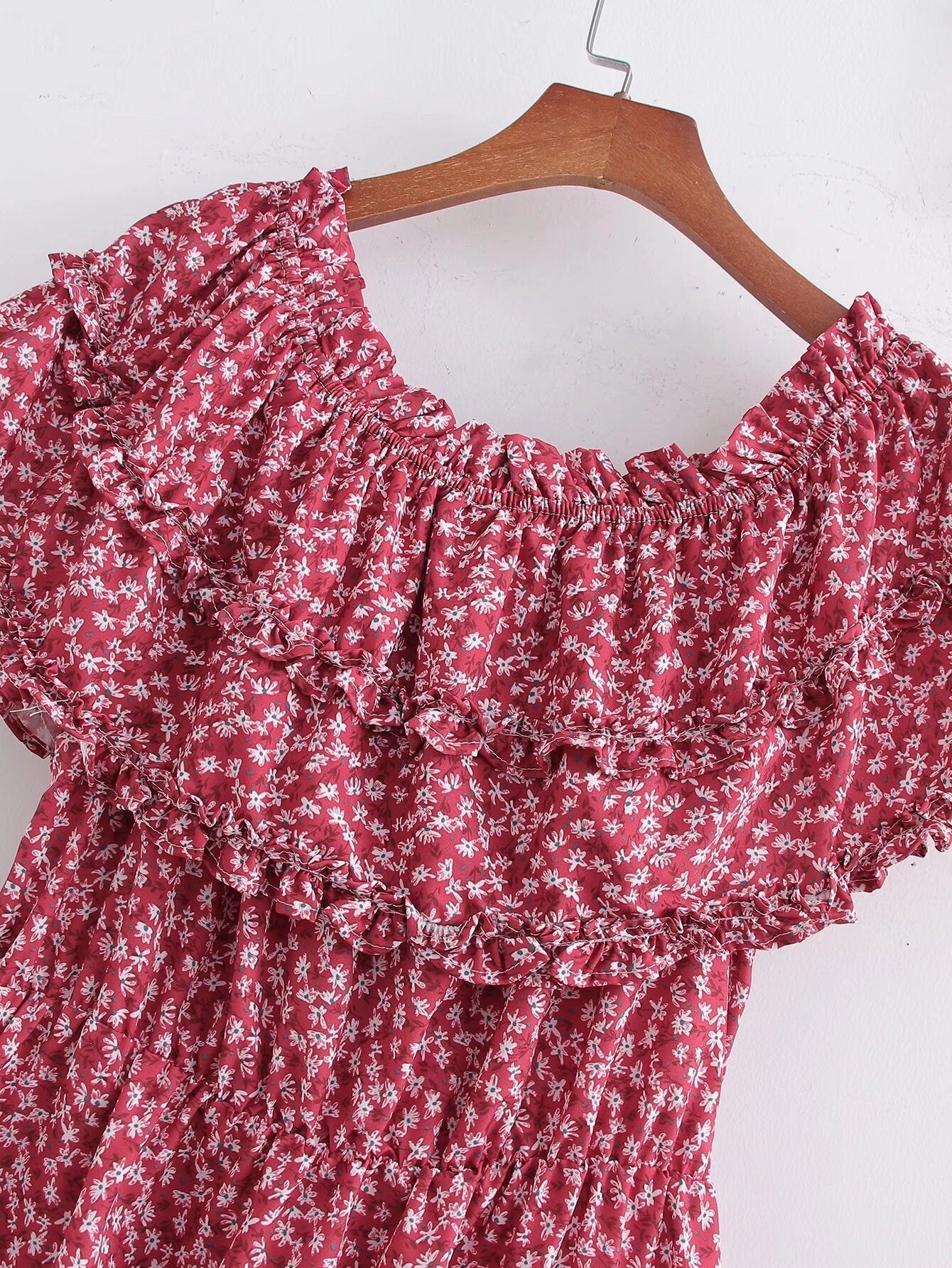 Summer Women Clothing Ruffles Beach Vacation Printed Dress