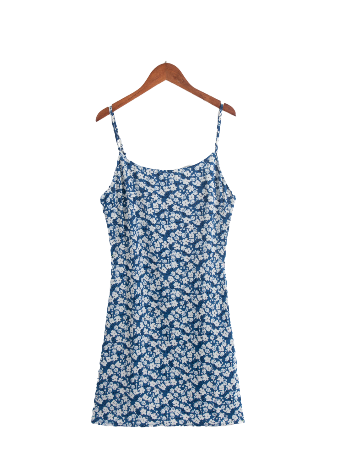 Fresh Dress Spring Summer Retro Blue Floral Slim Fitting Slip Dress